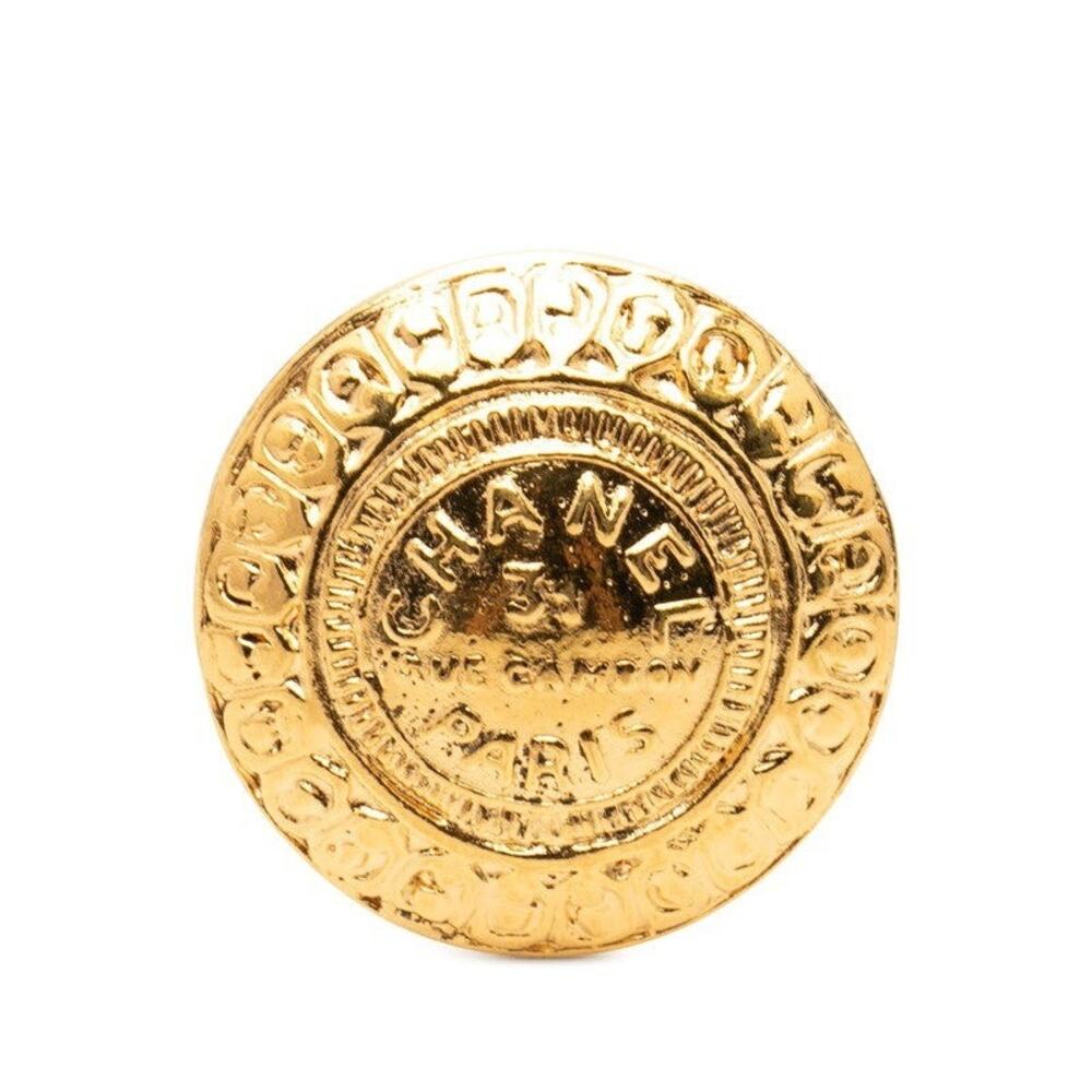 Chanel 31 Rue Cambon Vintage Round Brooch Gold Plated